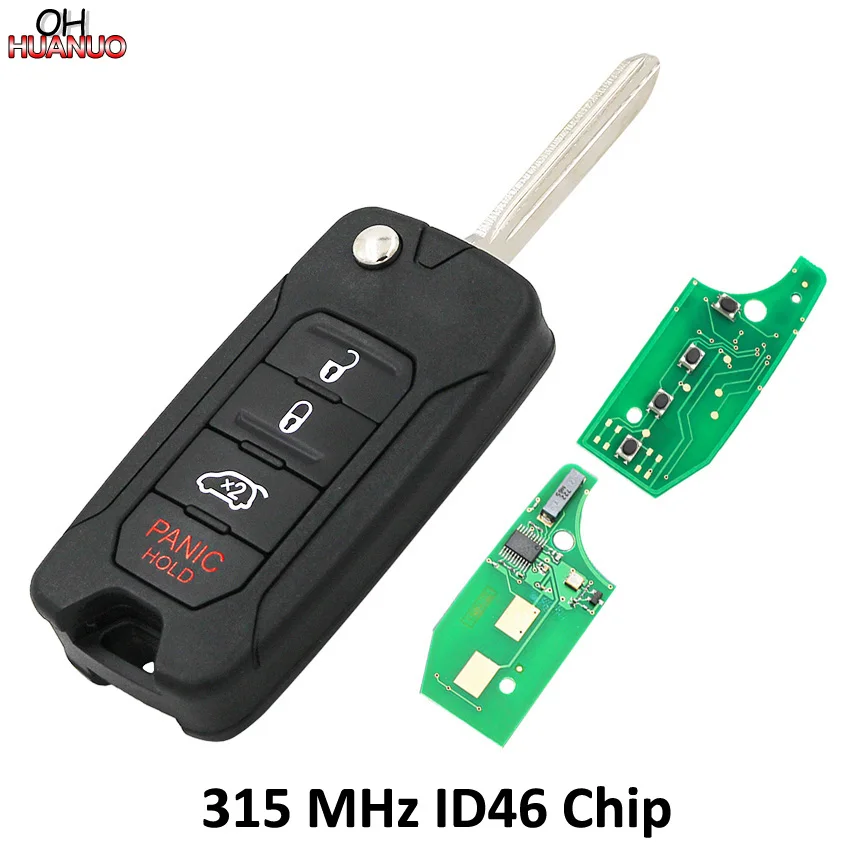 

Smart Key New Replacement Uncut Flip Remote Key Fob 3+1 Button Folding Car Key 315Mhz ID46 Chip for Chrysler Dodge Car