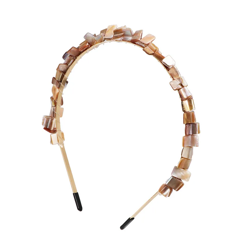 Fashion Shell Headbands Bohemian Hairbands for Women Hair Jewelry Bride Wedding Natural Stone Hair Hoop Party Accessories - Цвет: E1