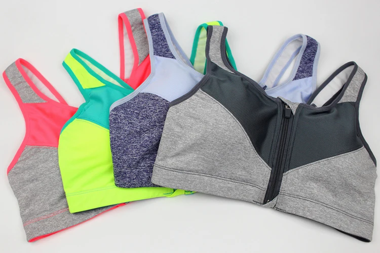 Sports Tops Female Zipper Push Up Sports Bras Fitness Running Yoga Padded Breathable Shockproof Gym Vest Tops Womens Sport Bh   _2926_