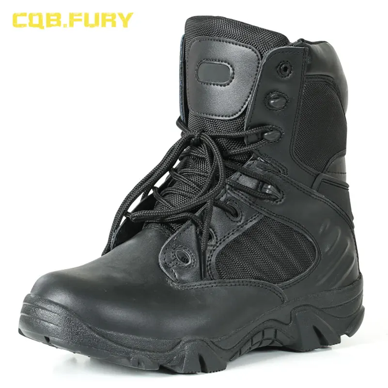 Мужские военные ботинки CQB.FURY из спилка черные боевые дышащие армейские на молнии