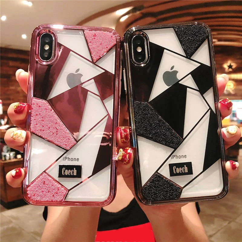 

Luxury Fashion Geometry Diamond Phone case for iPhone X XS Max XR 7 8 6 6S Plus Case Female Phone Cover