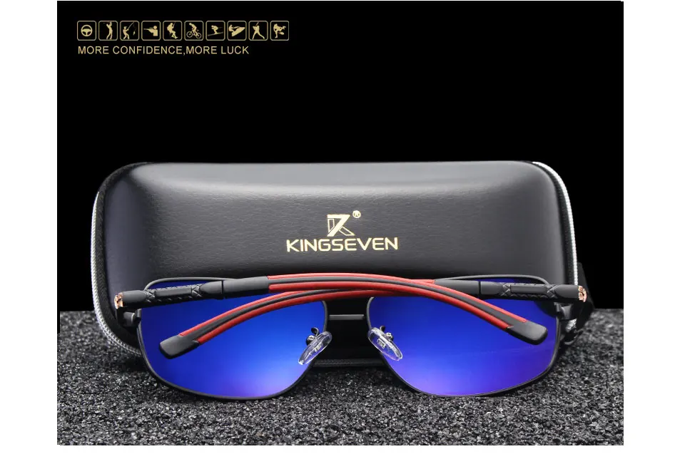 KINGSEVEN Brand Designer Men's Aluminum Magnesium Sun Glasses Polarized Mirror lens Male Eyewear Sunglasses For Men gafas
