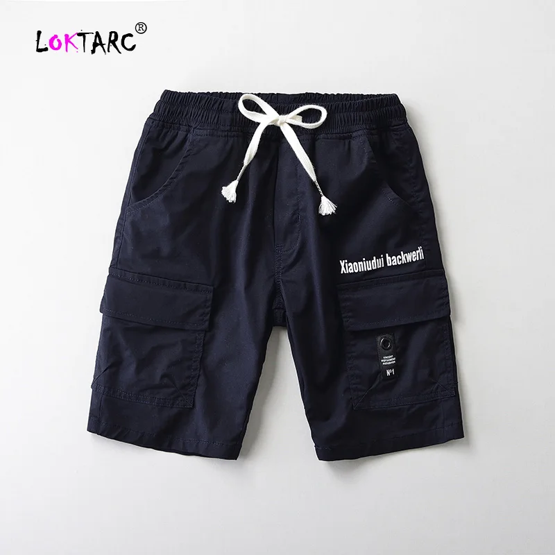 Navy Blue LOKTARC обувь для мальчиков Брюки Карго Короткие повседневные шорты брюки девочек малышей эластичный пояс шорты женщин мальчико - Цвет: Navy Blue