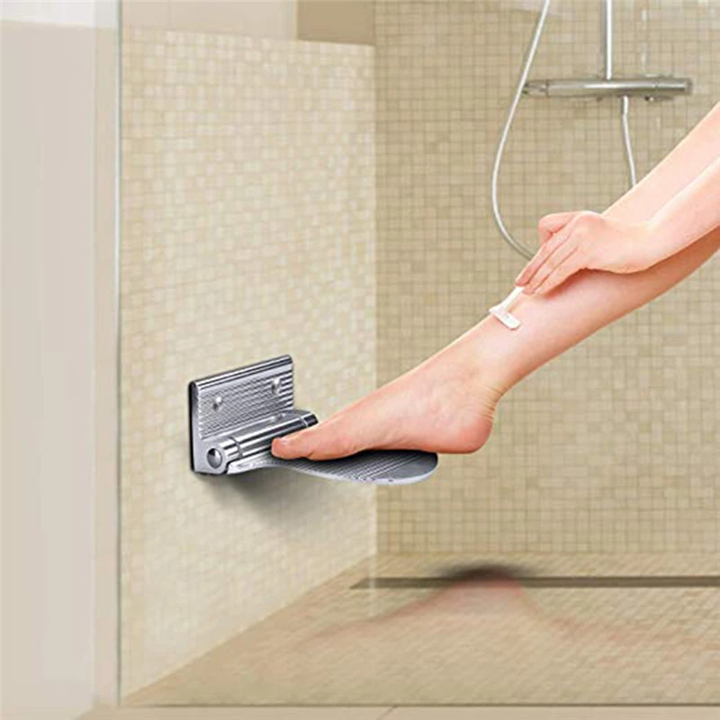 Space Aluminum Bathroom Anti slip Foot Rest Creative Foldable Auxiliary