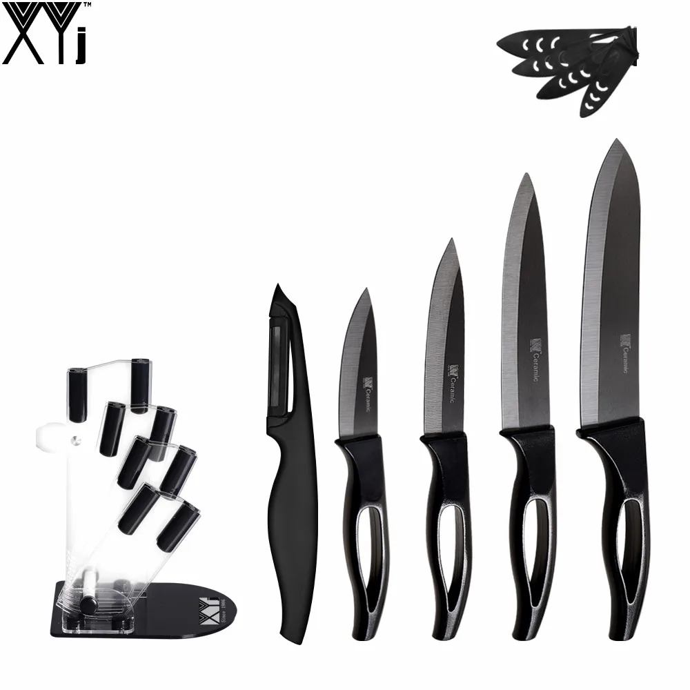 Красота подарки циркония Керамика Ножи комплект с Кухня держателем 3 &quot4&quot 5