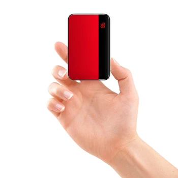 

8000mAh Mini Power Bank Thin Mirror Screen 3 in 1 Built-in Line 2.1A Fast Charging Portable Charger External Battery Powerbank
