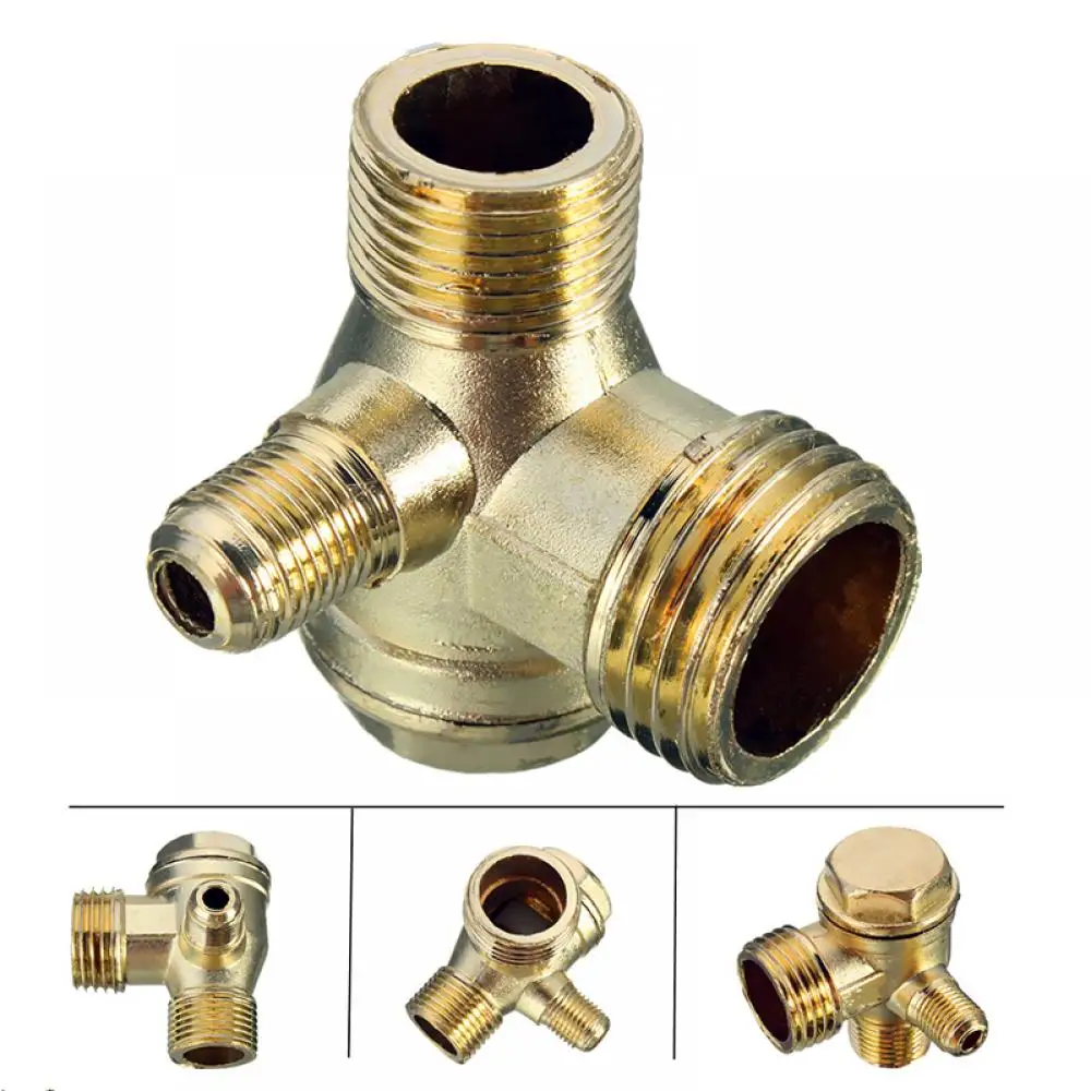 

New 3 Port Alloy Male Threaded Check Valve Connector Tool for Air Compressor
