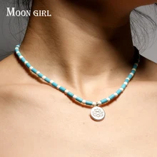 MOON GIRL эксклюзивный дизайн ручной работы винтажные ожерелья в виде лотоса подвески богемные Йога чокер ожерелье колье Boho Femme ювелирные изделия