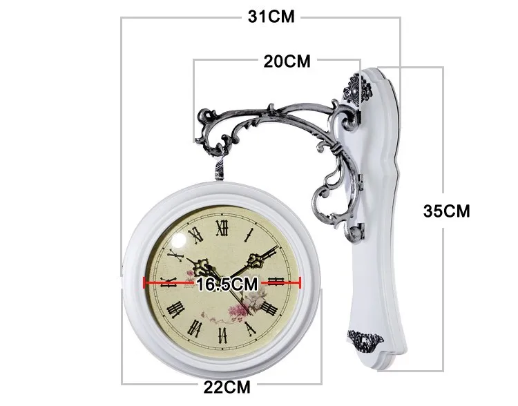 Уникальный подарок ретро домашний декоративный поворачиваемый античный двойной двусторонний настенные часы в винтажном стиле на стене