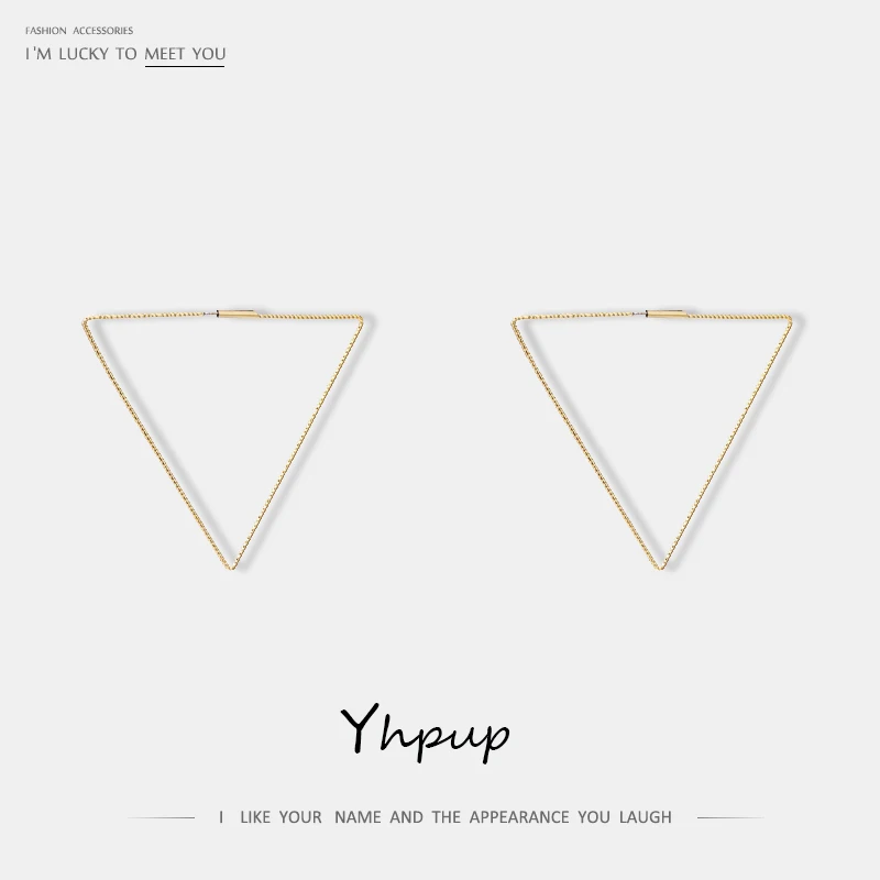 

Yhpup Trendy Personality Big Triangle Hoop Earrings Geometric Copper Gold Statement Earrings Punk for Female Party Brand Jewelry