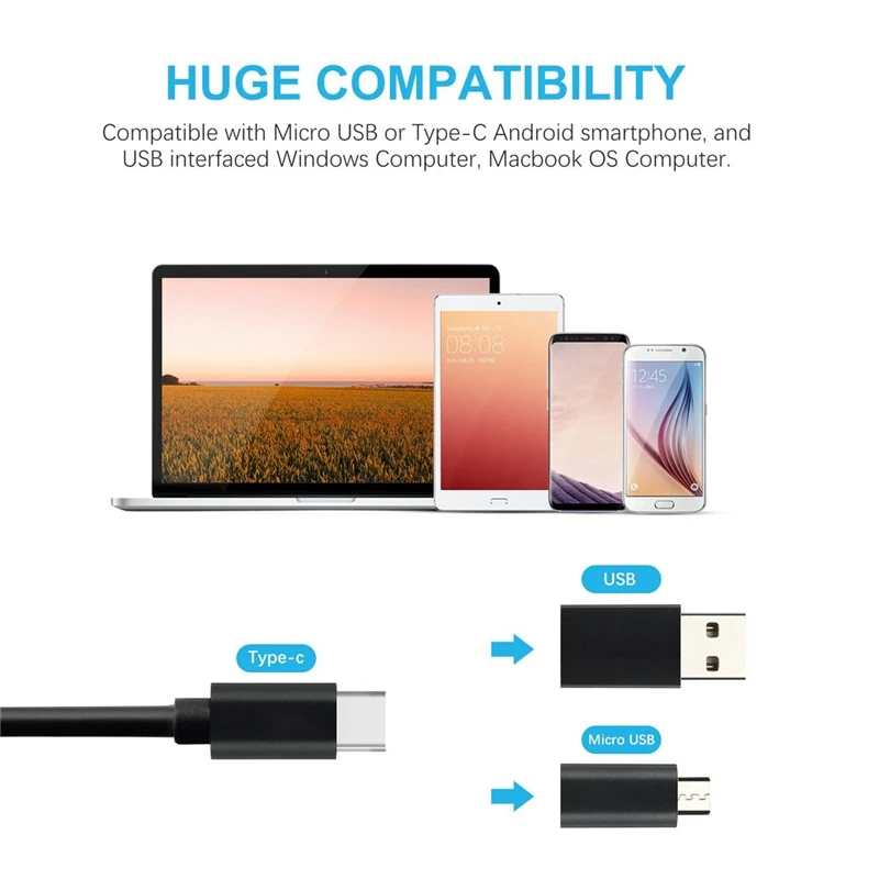 Bakeey 3 в 1 type C 7 мм 6Led Micro USB эндоскоп Инспекционная камера мягкий кабель для Android PC Для huawei для телефонов usb type C