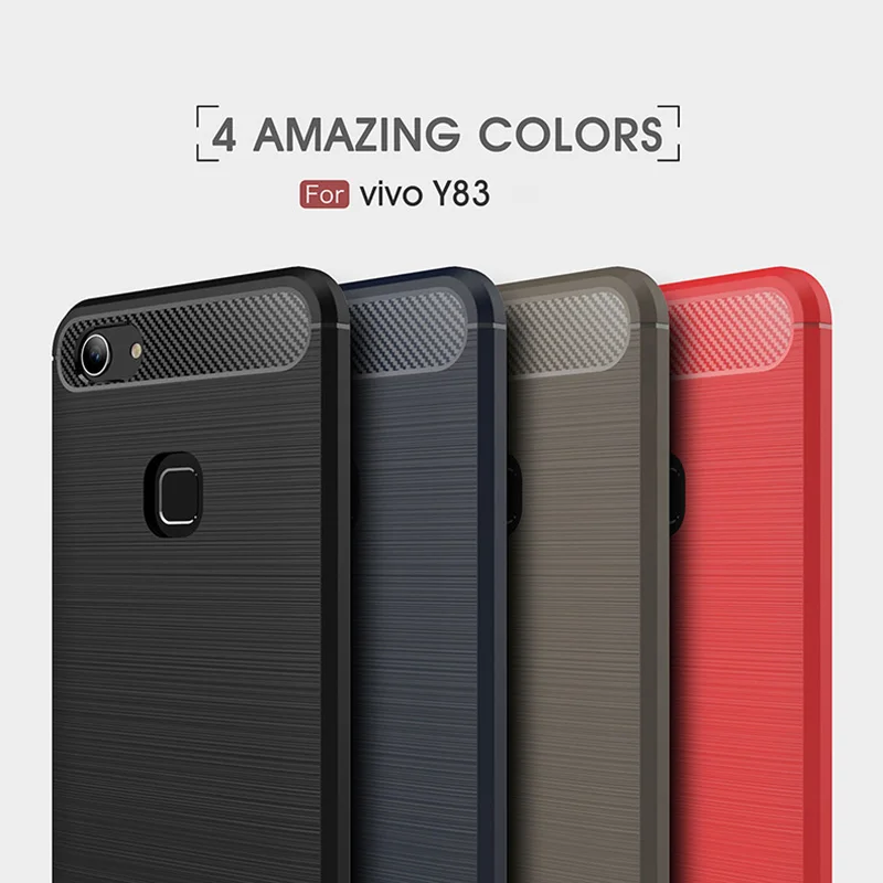 

1Pcs Luxury Mobile Phone Cases for Vivo Y83 Fingerprint version Silicone Drop Protection Gel carbon fiber Soft Shell