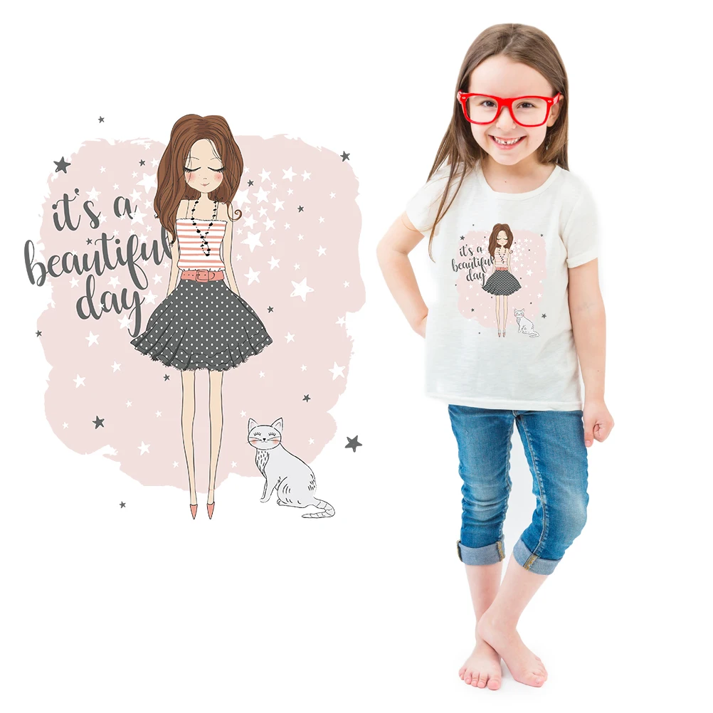 

Girls Patches Iron Transfer Sticker Applique Funny Patch for Clothing DIY Stickers on Clothes for T-shirts Bags Washable Badges