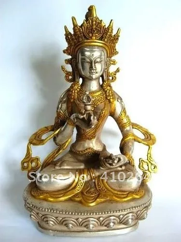 

$old craft$ 14KGP Tibet Copper VAJRASATTVA buddha statue statue 20CM (A0314)