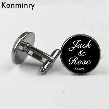 

Custom Name Date Personalized Cufflinks Wedding Jewelry Quality Customize Logo Word Text 1 Pairs Men Cufflinks Glass Dome Gift