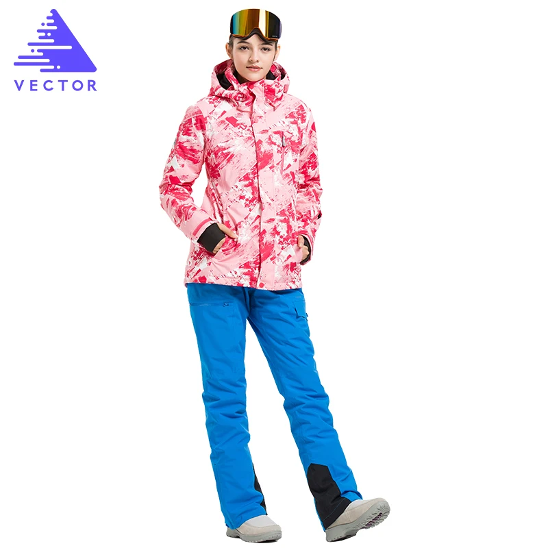 VECTOR de marca traje de esquí traje de las mujeres caliente impermeable esquí trajes damas de deporte al aire libre abrigos de invierno Snowboard nieve chaquetas y pantalones