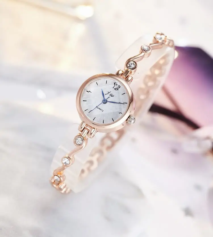Новинка года бренд JW браслет часы для женщин Роскошные Кристалл платье Наручные часы Женская мода повседневное кварцевые часы reloj mujer - Цвет: Розовый