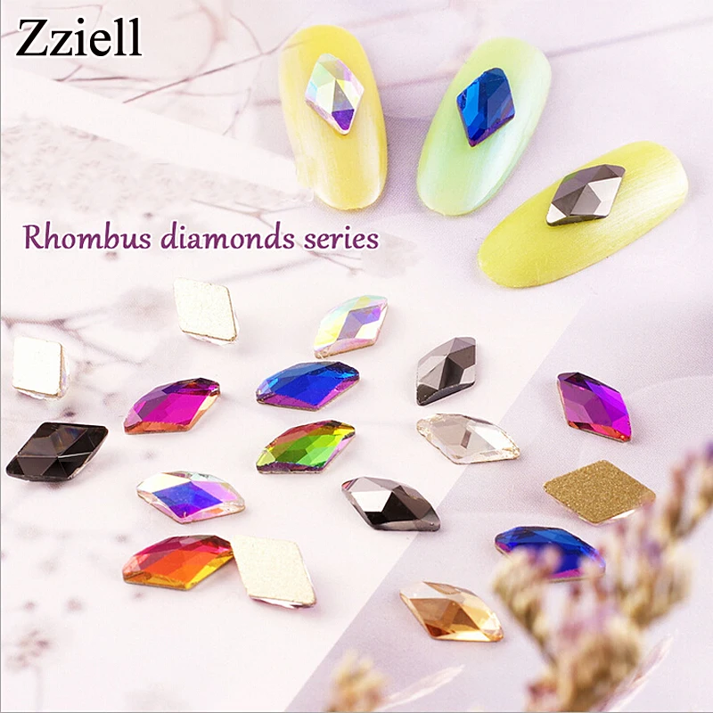 Zziell Crystal AB ромбовидные Блестящие Стразы для ногтей стекло с плоской задней | Отзывы и видеообзор