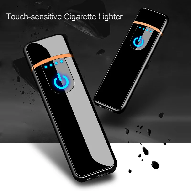 

1pcs Usb charge electronic lighter Windproof Charging Lighter touch-sensitive cigarette lighter for Couple smoking accessories