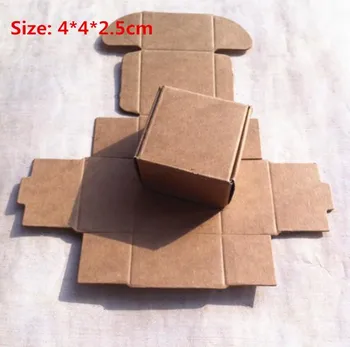 

100pcs/lot-4*4*2.5cm Kraft Paper Party Box Smart Little Sized Craft Gift Fastener Ear Ring Storage Candy Package Aircraft Boxes