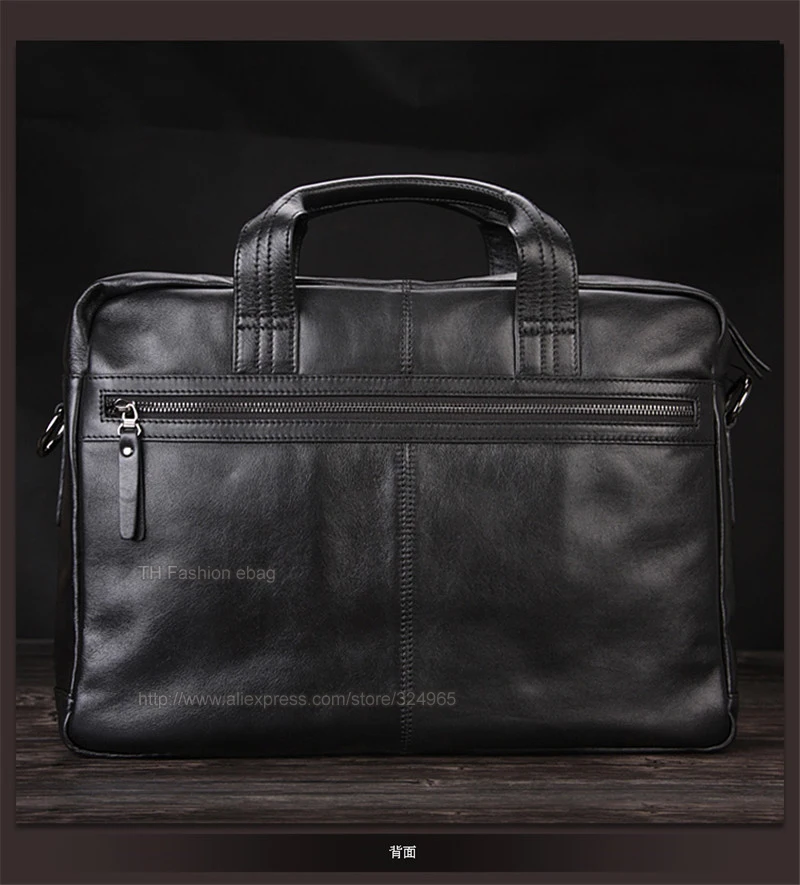 Luxury Men Genuine Leather Briefcase Business bag Leather Laptop Bag 15.6