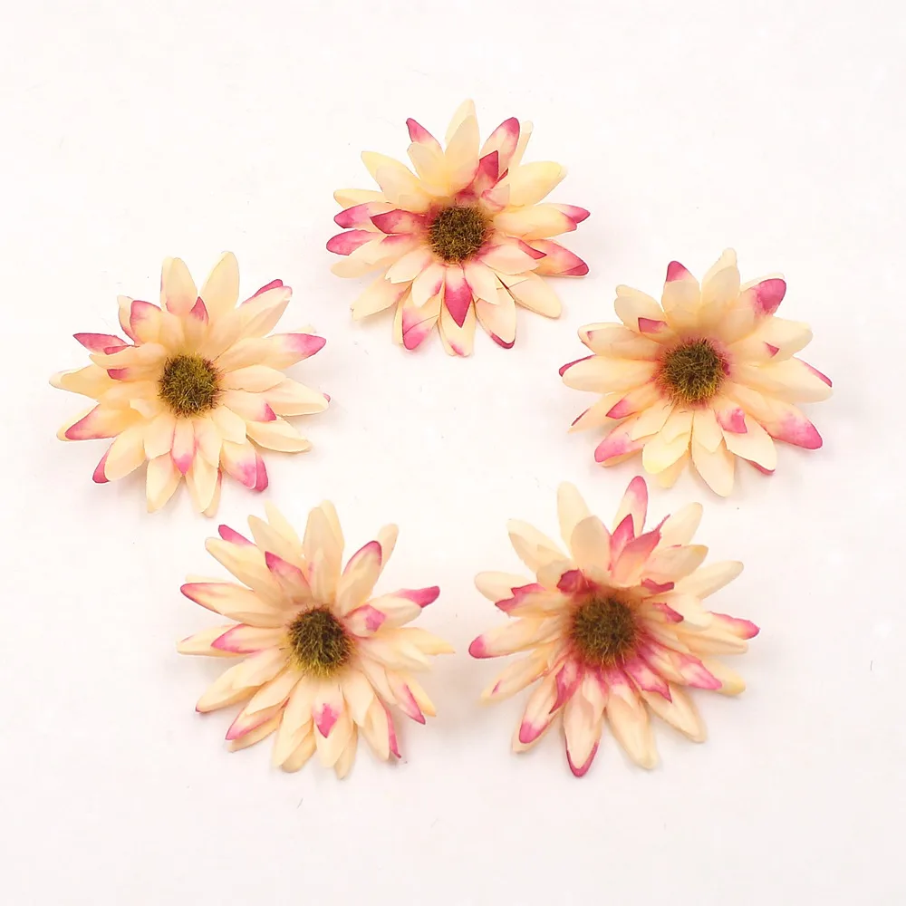 10pcs 6cm Gerbera Artificial Flowers For Wedding Home Decoration Wreath Cloth Apparel Sewing Needlework Art DIY Mariage Craft 10pcs 6cm Gerbera Artificial Flowers For Wedding Home Decoration Wreath Cloth Apparel Sewing Needlework Art DIY Mariage Craft