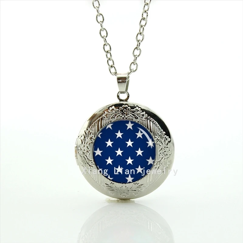 

2017 Maxi Necklace High Quality Hot Sale American Flag Stars And Stripes, Usa Girlfriend Gift Bridesmaid Locket Necklace T515