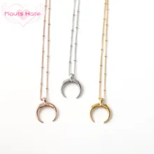 Mavis Hare, ожерелье из нержавеющей стали Leia Horn с цепочкой 50 см из бисера, ожерелье с подвеской в виде Луны, подарок на день матери