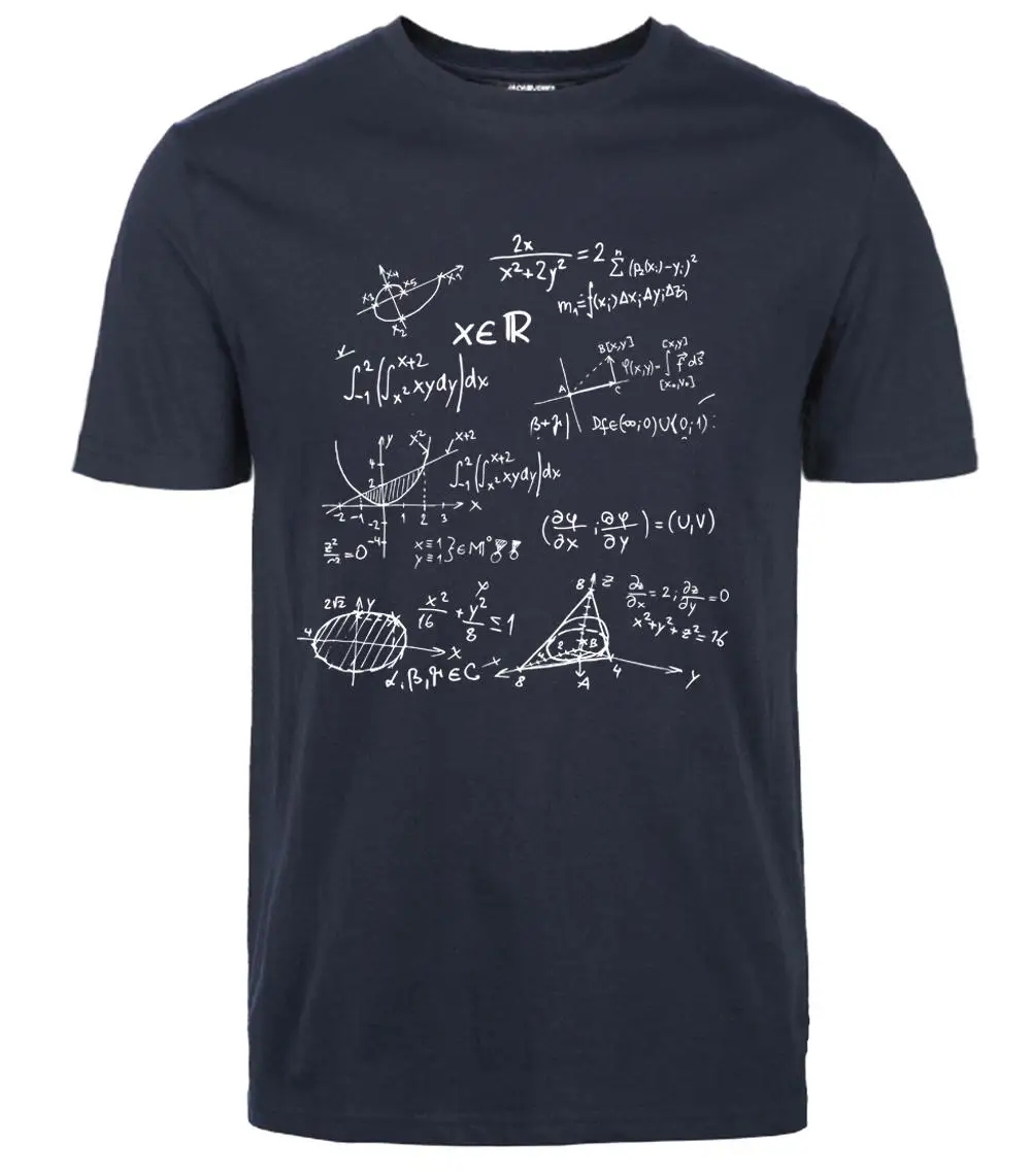 Футболки 2019 математические формулы принт Для мужчин хлопок Теория большого взрыва T рубашки, футболки, топики брендовая одежда забавная