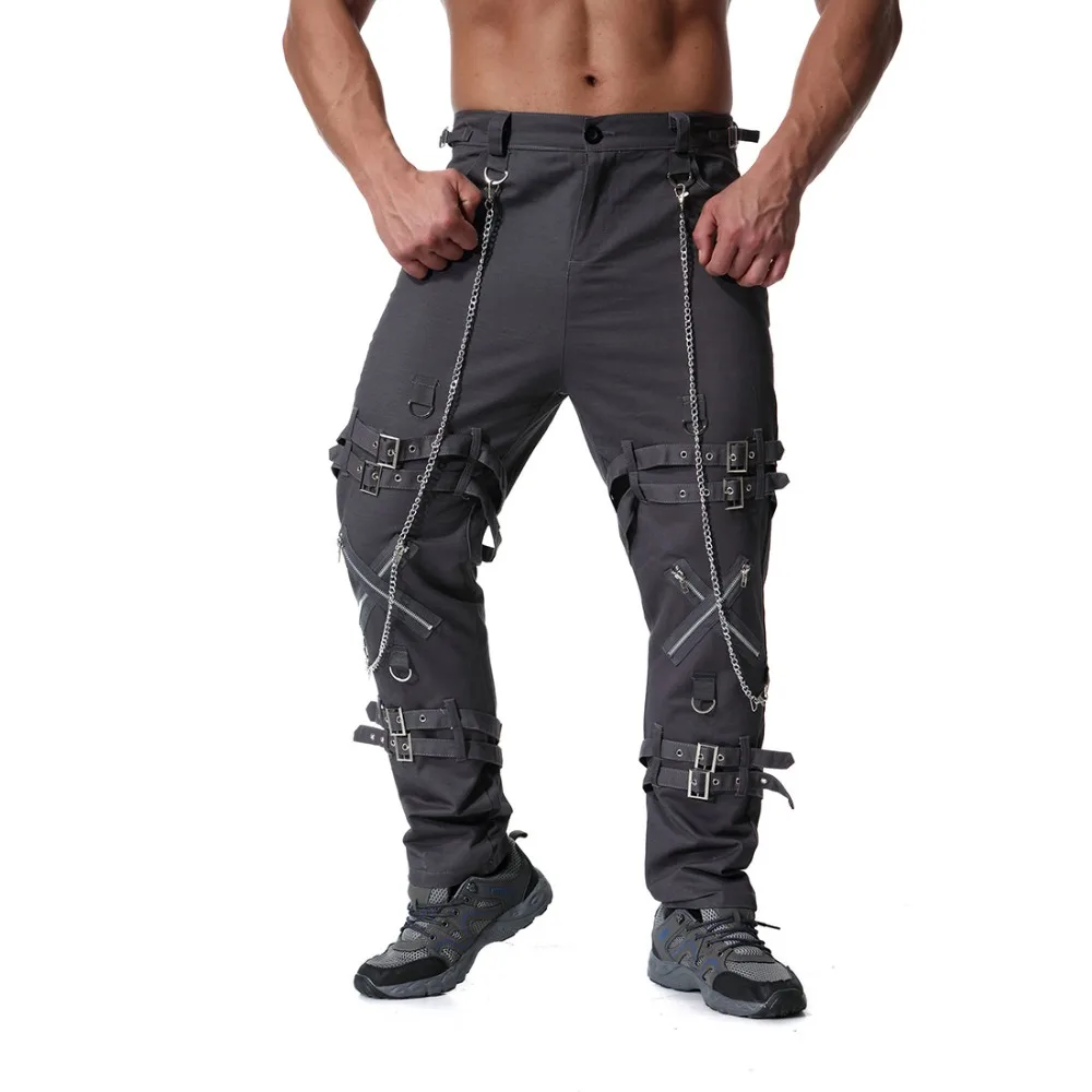 Мужские модные брюки-карго в стиле хип-хоп, панк-рок, хип-хоп, индивидуальная уличная одежда на молнии, мужские повседневные винтажные свободные брюки, тренировочные штаны цвета хаки