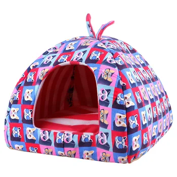 

Foldable Dog House Bed With Mat Small Medium Dog Bed Tent Kennel Winter Summer Dual Use Pet Cat Dog Bed Supplies