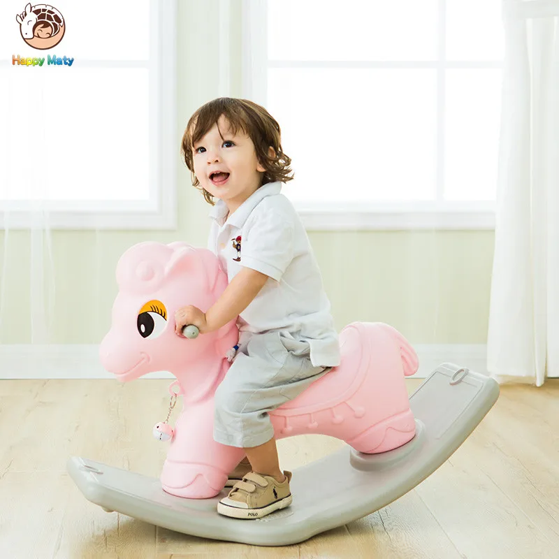 Cute Plastic Animals Rocking Horse Musical Rocking Pony Educational Ride On Rollers toys Birthday Gift for Children Baby Kids
