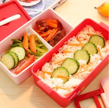 

Tableware Dinnerware Sets Japanese bento box Available microwave heating Lovely cartoon Multiple intervals seal snacks fruit box