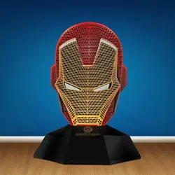 Супер герой Железный человек 3D линейный светильник светодиодный свет оптическая иллюзия Лампа Тони Старк шлем голова дизайн стол Декор