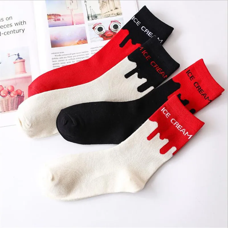 Japanese Kawaii Ice Cream Patterned Women Socks Cotton Novelty Funny Cute Art Crew For Female Student Sox Calcetines | Женская одежда