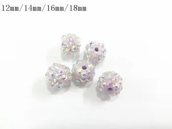 

(Choose Size First) 12mm/14mm/16mm/18mm Pastel /Lightest Purple AB Resin Rhinestone Beads For Fashion Necklace Making