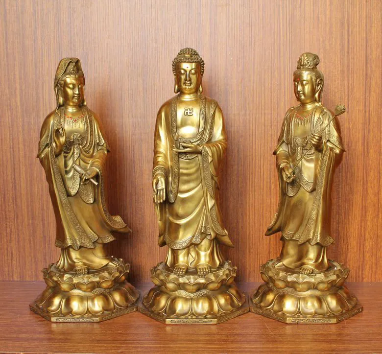 

Copper trinity western buddha decoration kamehameha Large trinity set home