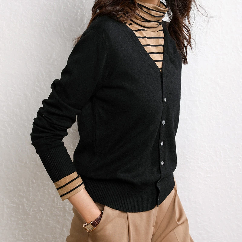 

Women's Cardigan Sweater Jacket 2019 White Cardigan Women Tops Black Thin Long Sleeve In Black Knit Ladies Tops Sweaters Autumn