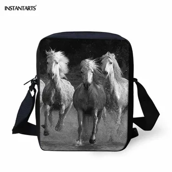

INSTANTARTS Western Horse in Forest Print Messenger Bags Unisex Casual Mini Crossbody Bag Soft Flap Shoulder Bag Brand Handbags