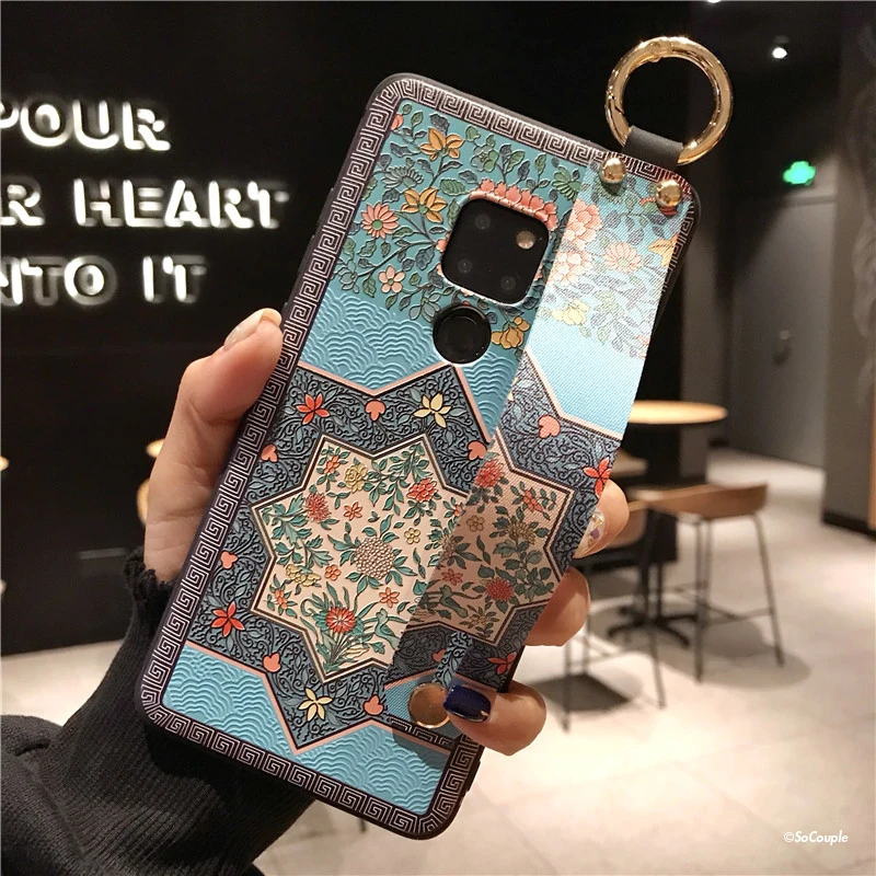 SoCouple Wrist Strap Soft TPU Phone Case For Huawei P20 Pro Lite For Mate 10 20 Pro P10 plus Nova 3 3i 2s Flower embroidery Case (4)