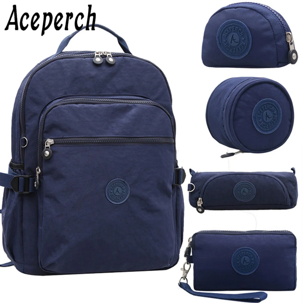 ACEPERCH Girl School Original Backpack For Teenage Girl Waterproof Mochila Feminina Mujer Women Solid Laptop Travel Bagpack Bag