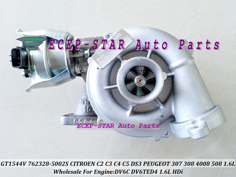 

Turbo GT1544V 762328 762328-5002S 762328-0001 For CITROEN C2 C3 C4 C5 DS3 09- For PEUGEOT 307 308 4008 508 DV6C DV6TED4 1.6L HDi