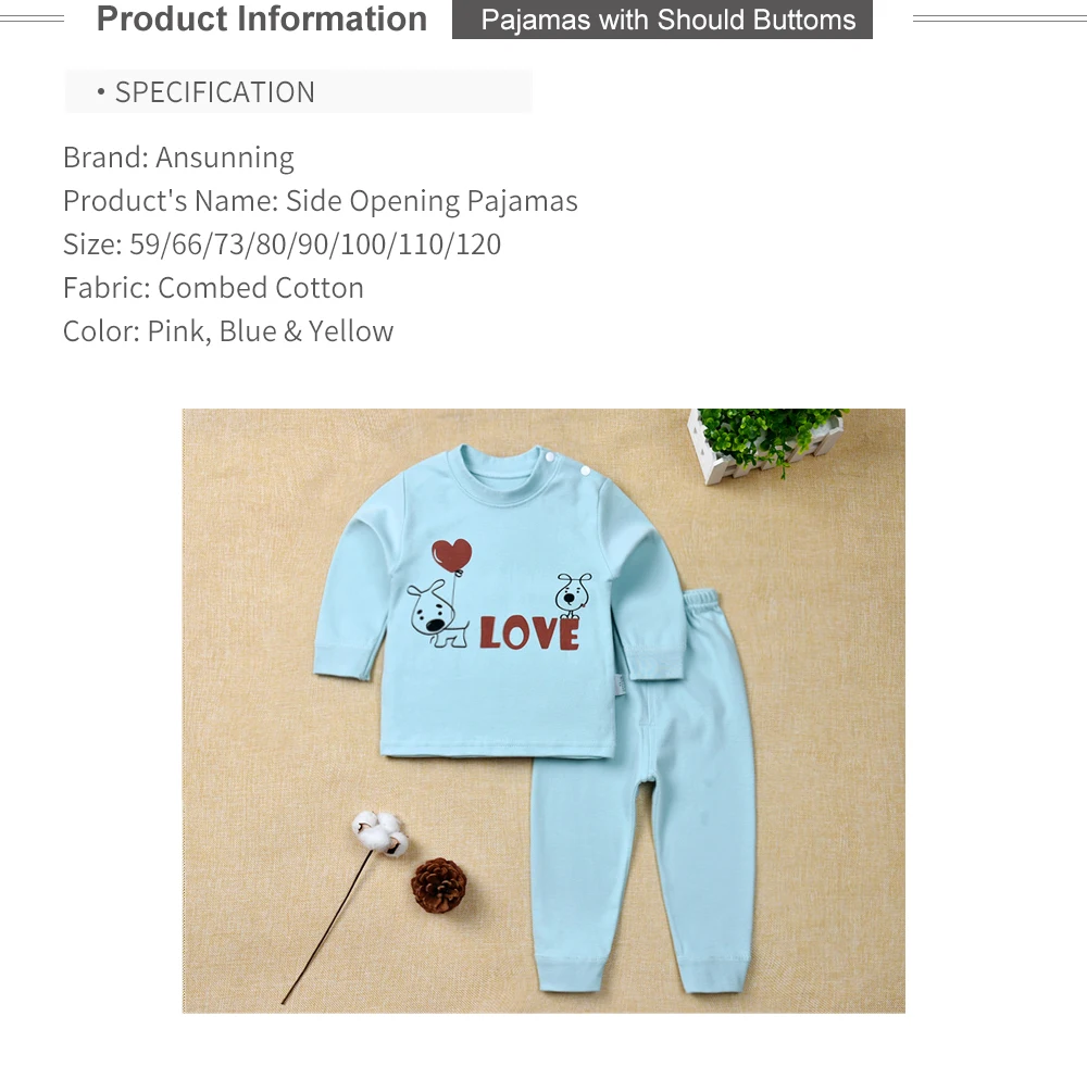 Пижамы для новорожденных комплект из топа и штанов для малышей, хлопковая одежда для сна с разрезом по бокам, плотно облегающая одежда для сна для малышей костюм для сна с длинными рукавами