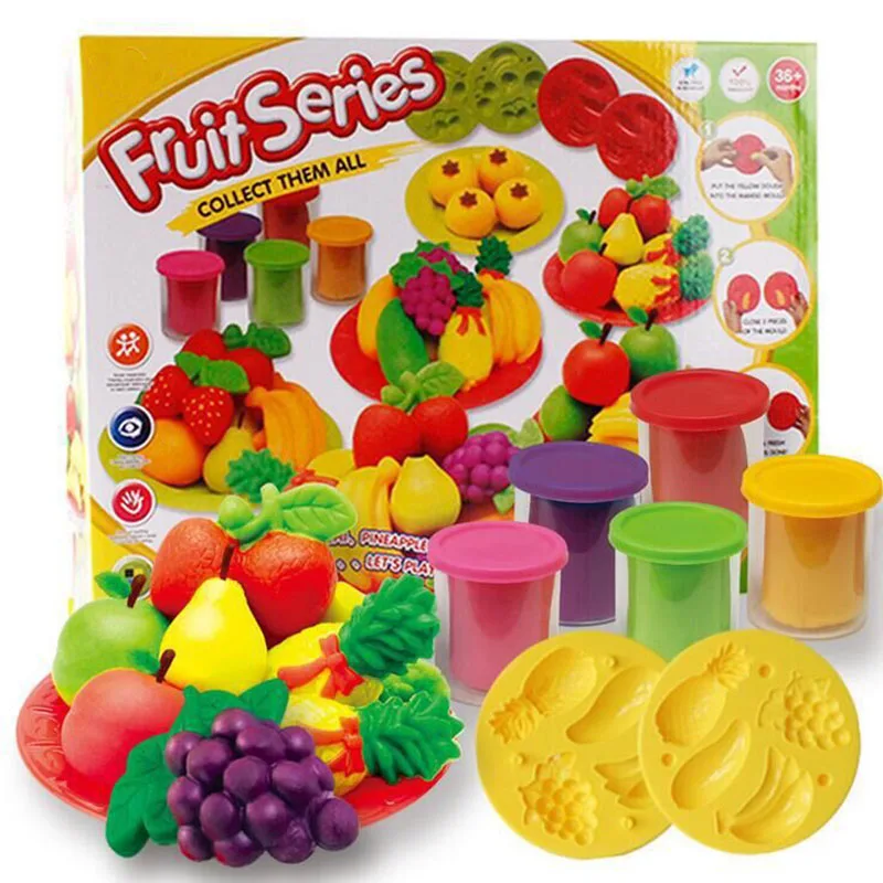 

DIY Kids Plasticine Fimo Polymer Clay Playdough Moulds Educational Slime Fresh Fruits Soft Clay Magical Clay toys for boys