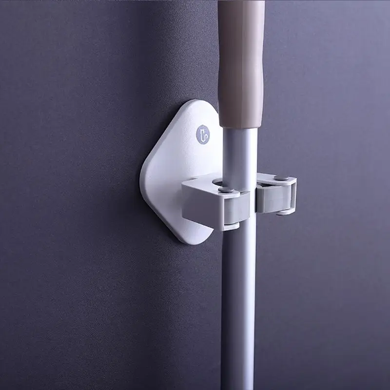 Seamless Adhesive Wall Mounted Mop Holder Storage Broom Hanger Clip Hook Bathroom Home Kitchen Organizer