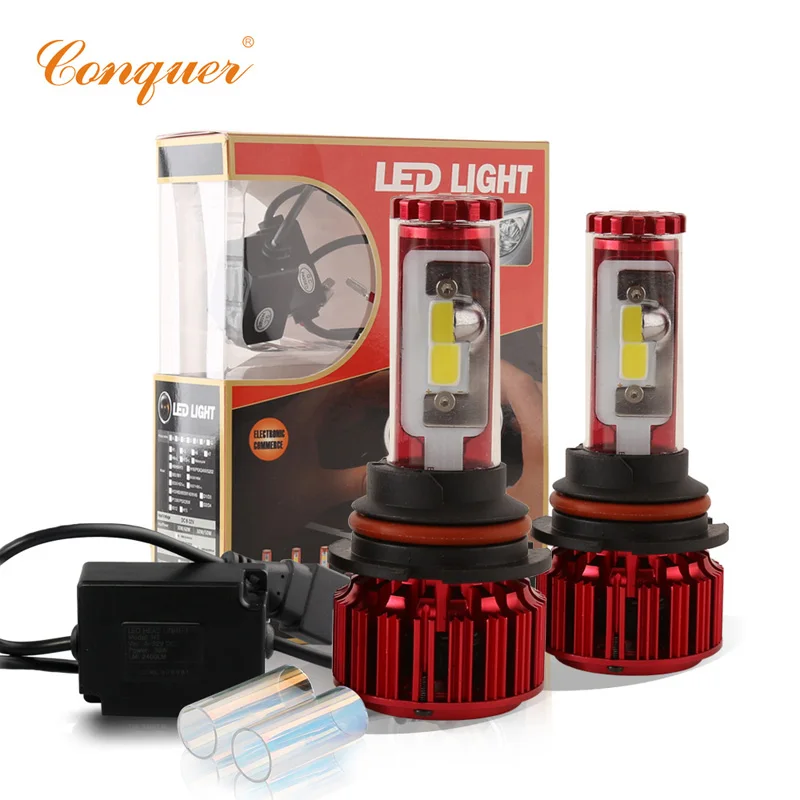 Conquer 120W 10000LM High Power 9004 HB1 High Low Beam Car Led Headlight Kit Auto Hi/lo Bulbs Replacement Canbus Headlamp one set 9004 cree led headlight conversion kit high low beam hb2 auto car moto car styling led headlamp driving lamp bulbs white