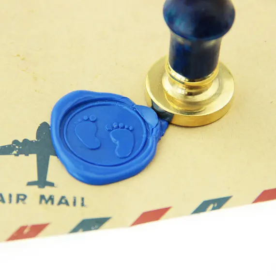 

Baby footprints Wax Seal Stamp/brass stamp/ baby shower invitation logo ws069