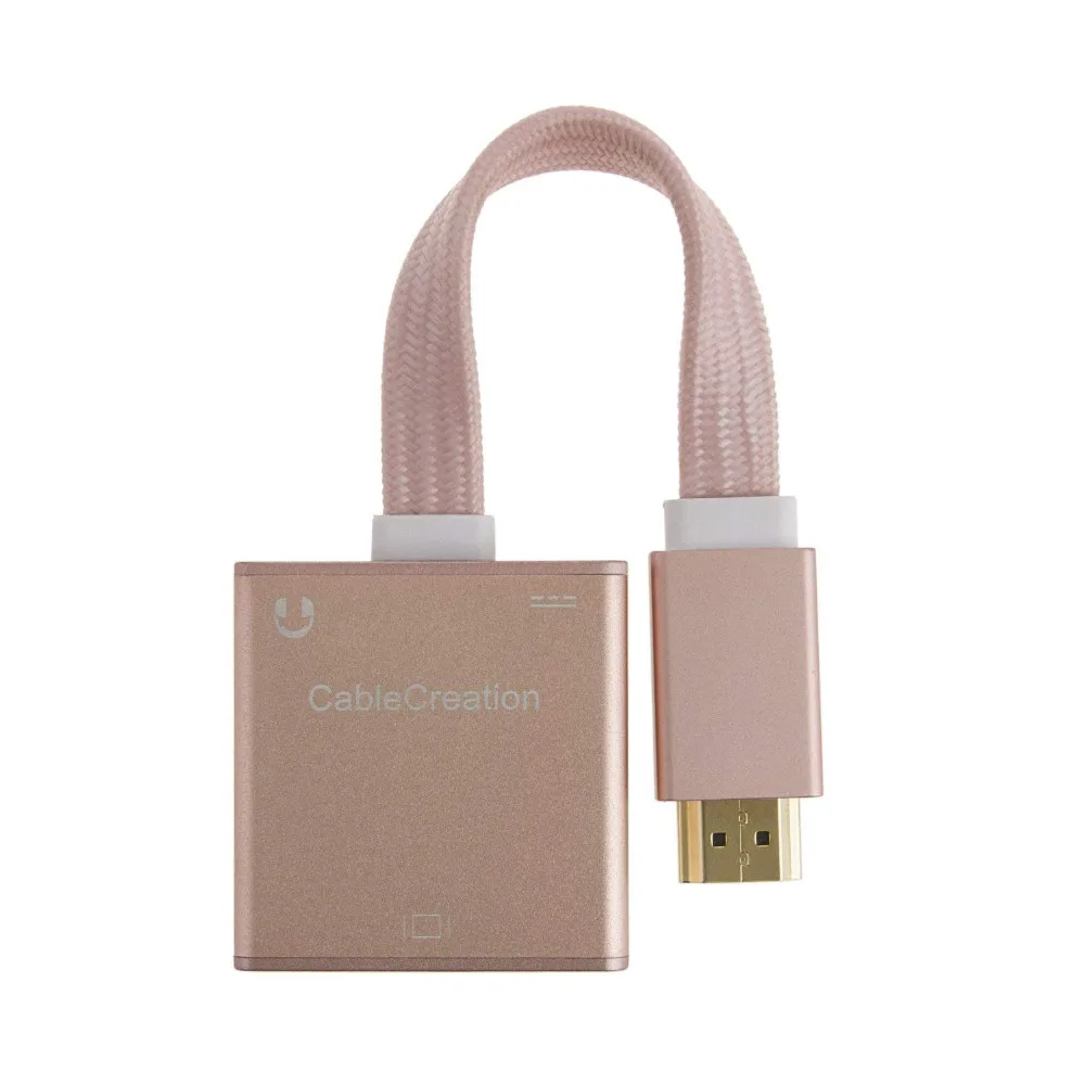 Кабель HDMI к VGA позолоченный папа и т. Д. Черный розовое золото Falt &amp Плетеный 0 1 м |