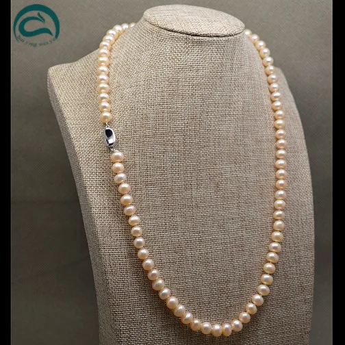 

Unique Pearls jewellery Store AAA High Quality natural Freshwater Pearl Necklace For Women Silver Clasp 4 Color For Choose