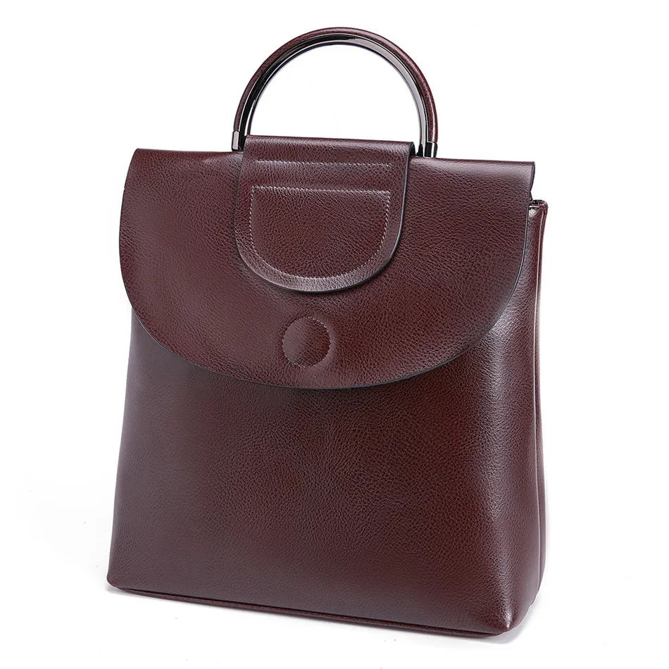 

FSINNLV New Fashion Genuine Leather Women Backpack Tote Bag Simple Design High Quality School Backpack for Teenagers Girls HB208